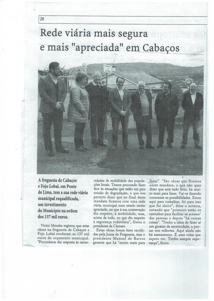 Rede Viária Cabaços e Fojo Lobal Junta de Freguesia de Cabaços e